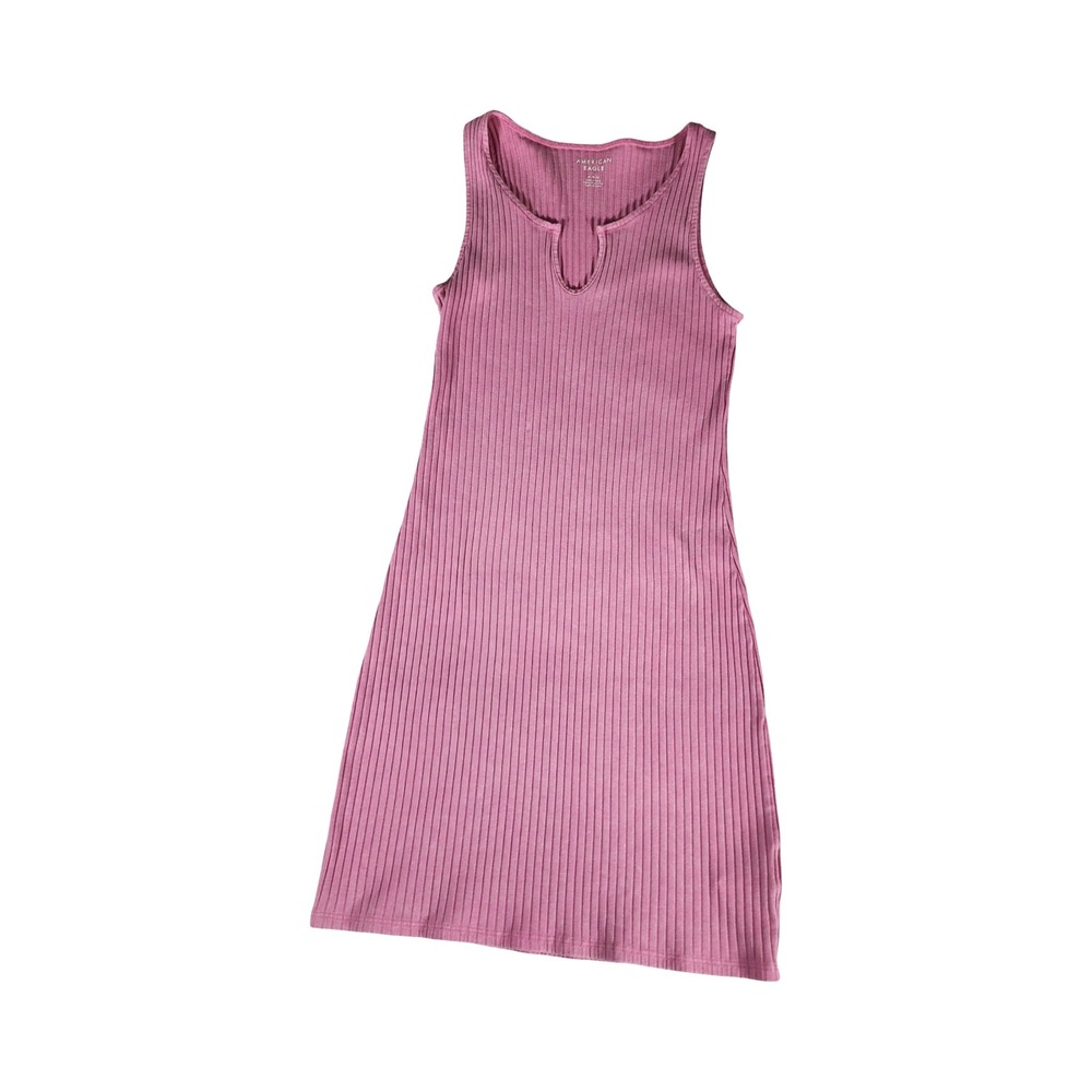 Y2k American Eagle‎ Ribbed Sleeveless Keyhole Neck Pink Midi Dress Mauve M